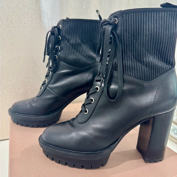 Gianvito Rossi Black Lace Up Boots with Chunky Heel Size 39 - Picture 8 of 14